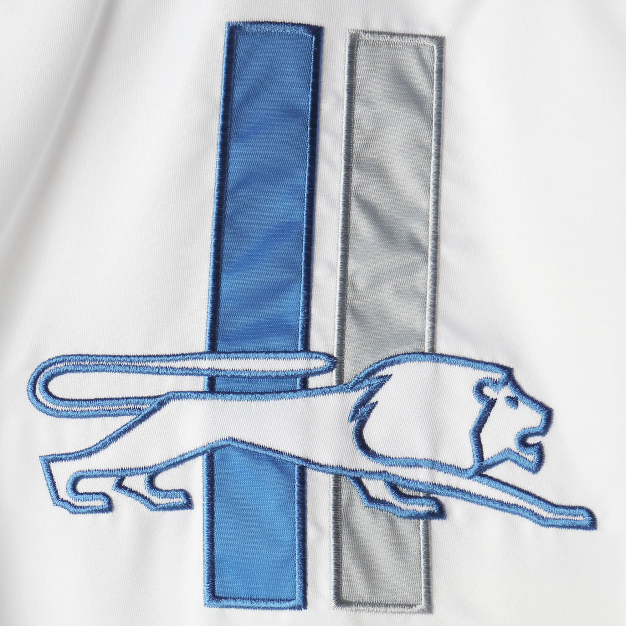 Detroit Lions Clean-Up Hitter White Satin Varsity Jacket 2