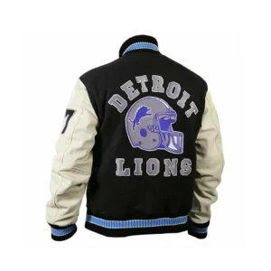 Detroit Lions Letterman Varsity Black Jacket 1