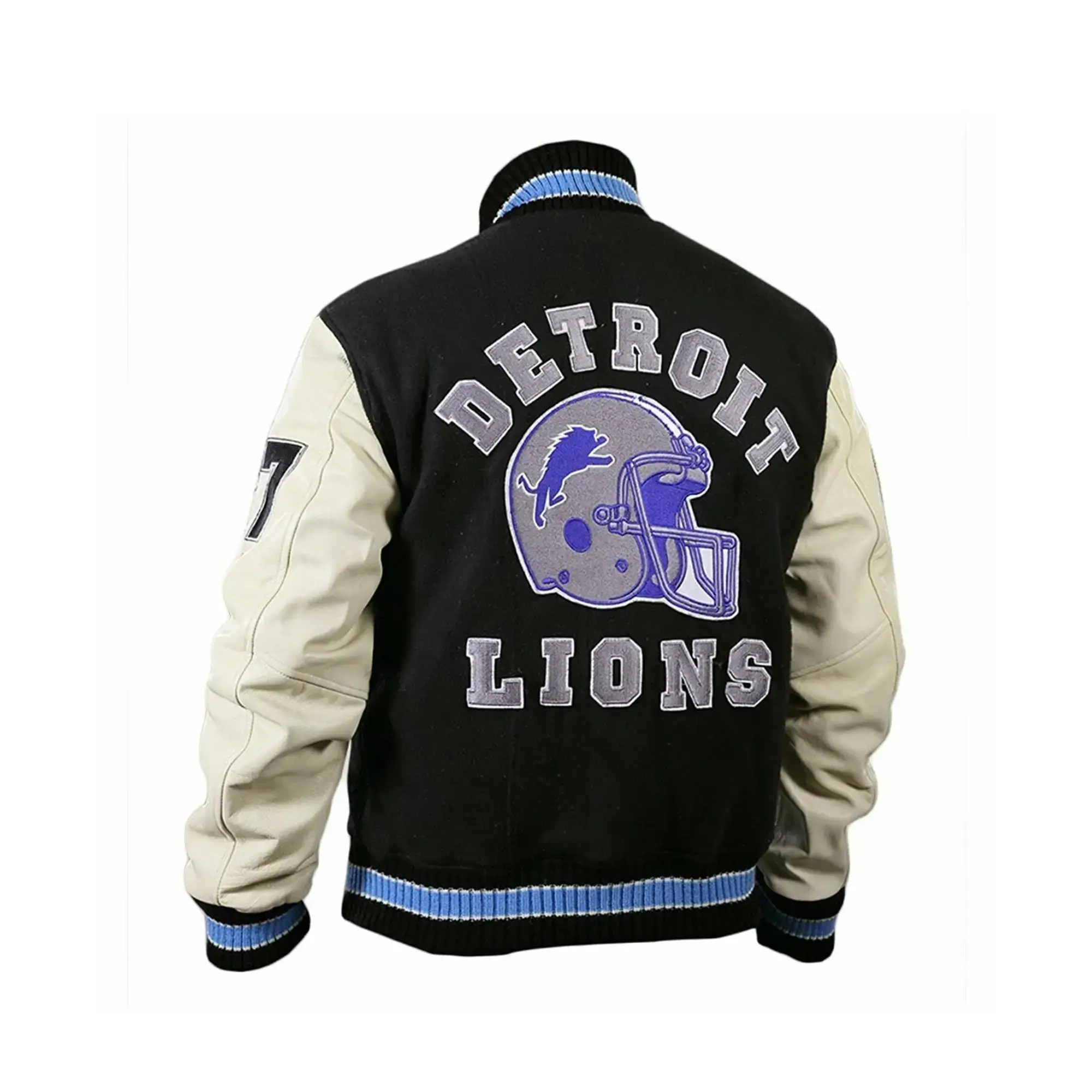 Detroit Lions Letterman Varsity Black Jacket 1