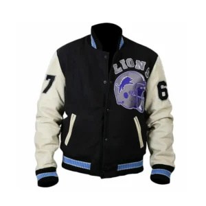 Detroit Lions Letterman Varsity Black Jacket