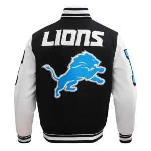 Detroit Lions Mashup Wool Black Varsity Jacket 1