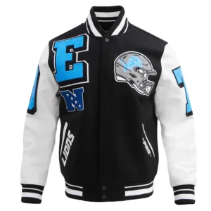 Detroit Lions Mashup Wool Black Varsity Jacket