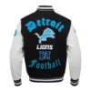Detroit Lions Old English Black and White Varsity Jacket 1
