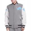 Detroit Lions Old English Wool Grey Varsity Jacket