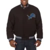 Detroit Lions One Color Handmade Full – Wool Black Jacket