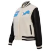 Detroit Lions Retro Classic White and Black Varsity Jacket 2
