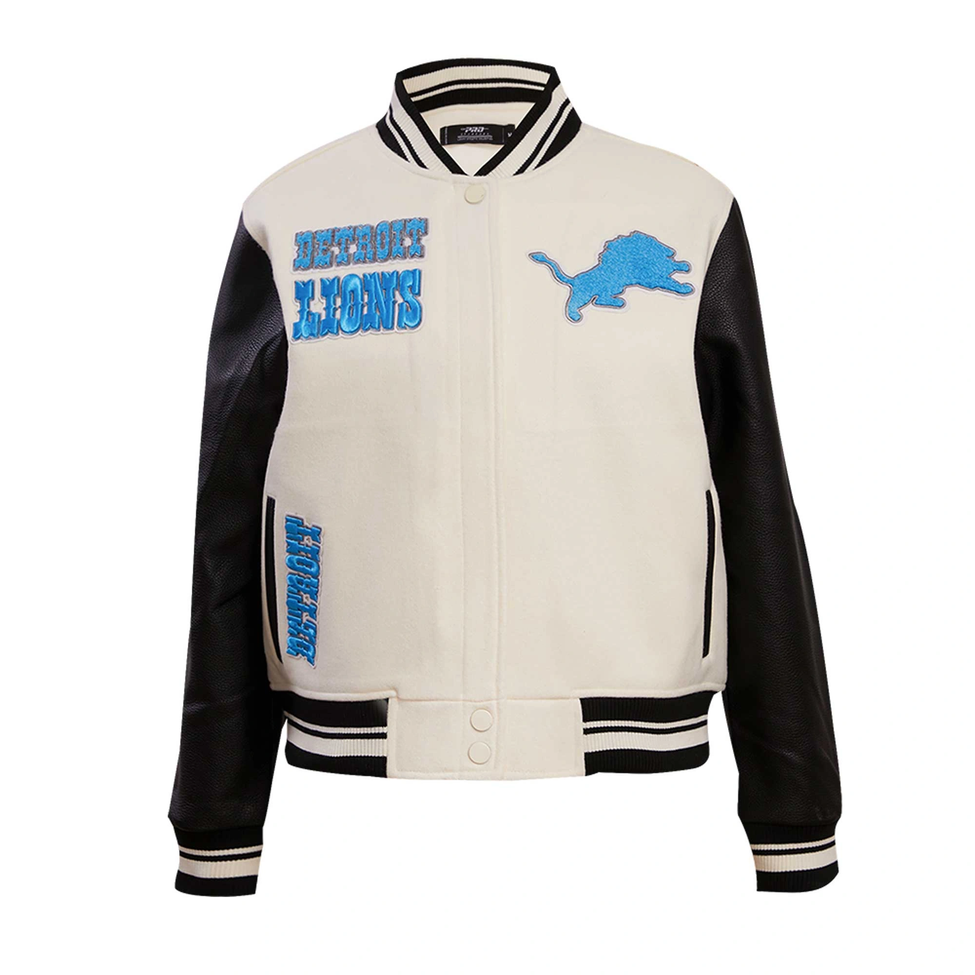 Detroit Lions Retro Classic White and Black Varsity Jacket