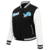 Detroit Lions Script Tail Black Varsity Jacket 2