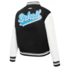Detroit Lions Script Tail Black Varsity Jacket 3