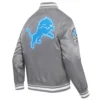 Detroit Lions Script Tail Grey Varsity Jacket 2