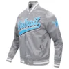 Detroit Lions Script Tail Grey Varsity Jacket 3