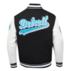 Detroit Lions Script Tail Wool Black Varsity Jacket 1
