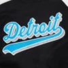 Detroit Lions Script Tail Wool Black Varsity Jacket 7