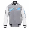 Detroit Lions Script Tail Wool Grey Varsity Jacket