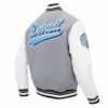 Detroit Lions Script Tail Wool Grey Varsity Jacket 3