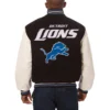 Detroit Lions Two Tone Wool Black Varsity Jacket 1