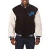 Detroit Lions Two Tone Wool Black Varsity Jacket