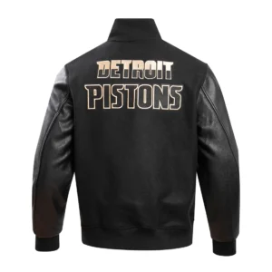 Detroit Pistons Black & Gold Wool Varsity Black Jacket 3