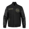 Detroit Pistons Black and Gold Wool and Leather Varsity Black Jacket