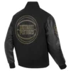 Detroit Pistons Black and Gold Wool and Leather Varsity Black Jacket 2