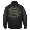 Detroit Pistons Black and Gold Wool and Leather Varsity Black Jacket 3