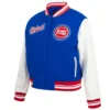 Detroit Pistons Blue and White Script Tail Wool Varsity Jacket 1