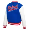 Detroit Pistons Blue and White Script Tail Wool Varsity Jacket 2