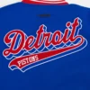Detroit Pistons Blue and White Script Tail Wool Varsity Jacket 6