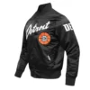 Detroit Pistons City Edition Full-Snap Black Satin Varsity Jacket
