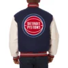 Detroit Pistons Domestic Two Tone Wool Jacket Navy Blue 1