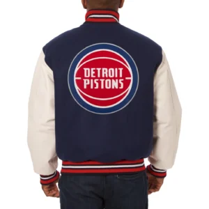 Detroit Pistons Domestic Two Tone Wool Jacket Navy Blue 1