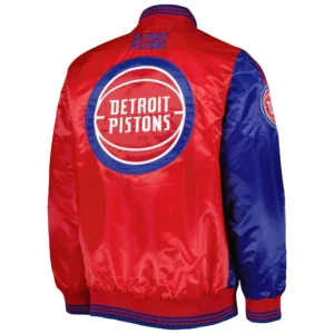 Detroit Pistons Fast Break Royal Blue and Red Varsity Jacket 1