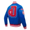 Detroit Pistons Mashup Blue Satin Varsity Jacket 2