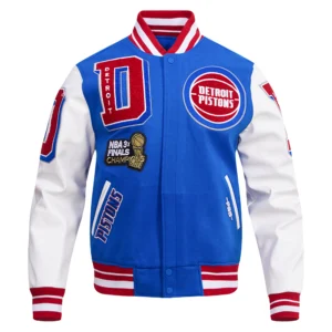 Detroit Pistons Mashup Logo Blue Varsity Jacket