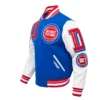 Detroit Pistons Mashup Men’s Rib Wool Royal Blue and White Varsity Jacket 1