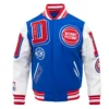 Detroit Pistons Mashup Men’s Rib Wool Royal Blue and White Varsity Jacket