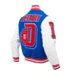 Detroit Pistons Mashup Men’s Rib Wool Royal Blue and White Varsity Jacket 2
