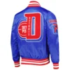 Detroit Pistons Mashup Royal Blue Satin Varsity Jacket 1