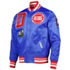 Detroit Pistons Mashup Royal Blue Satin Varsity Jacket