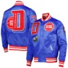 Detroit Pistons Mashup Royal Blue Satin Varsity Jacket 3