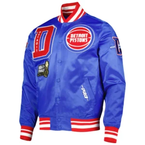 Detroit Pistons Mashup Royal Blue Satin Varsity Jacket