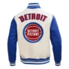 Detroit Pistons Retro Classic Cream Varsity Jacket 3