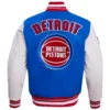 Detroit Pistons Retro Classic Royal Blue Varsity Jacket 1