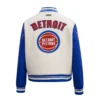 Detroit Pistons Retro Classic Wool Varsity White Jacket 3