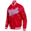 Detroit Pistons Script Tail Red Varsity Jacket 1