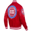 Detroit Pistons Script Tail Red Varsity Jacket 2