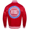 Detroit Pistons Script Tail Red Varsity Jacket 3