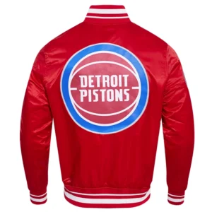 Detroit Pistons Script Tail Red Varsity Jacket 3
