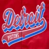 Detroit Pistons Script Tail Red Varsity Jacket 4