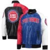 Detroit Pistons Tri-Color Remix Raglan Varsity Jacket 3